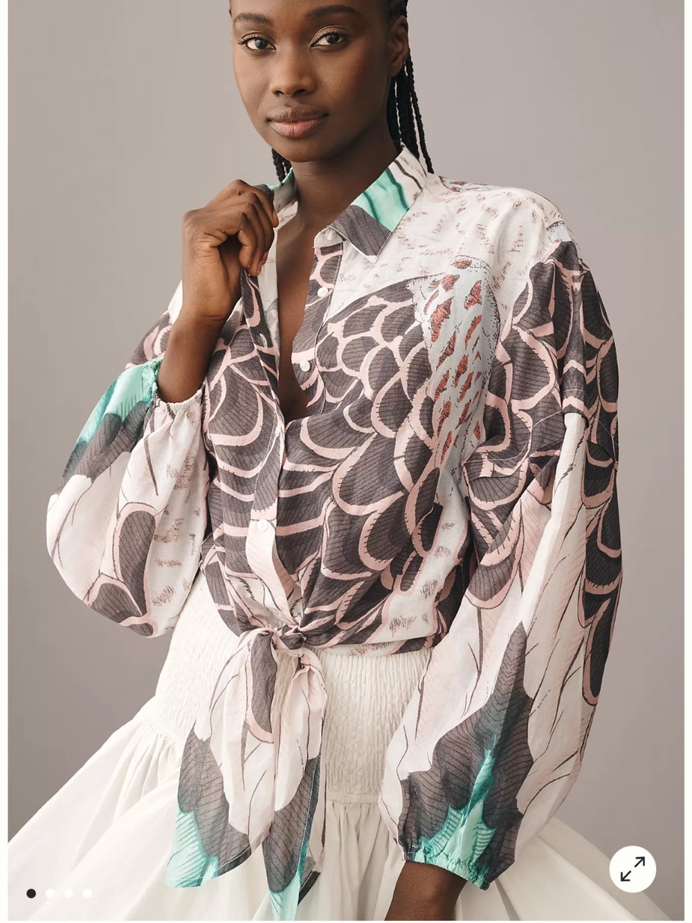 Mes Demoiselles Anthropologie  Printed Relaxed Buttondown Shirt FR 42